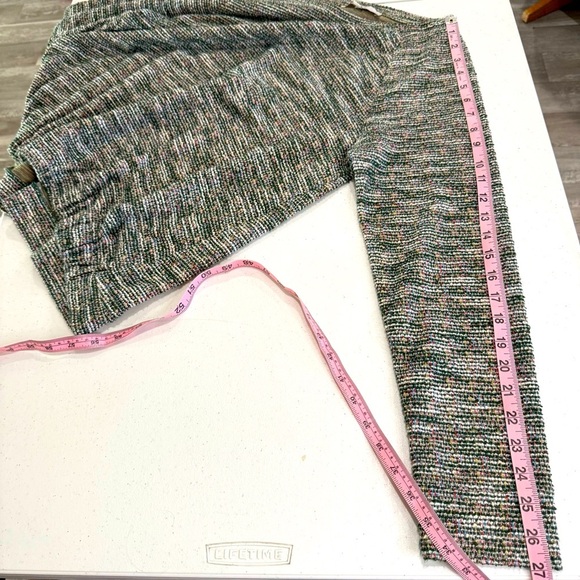 LOFT Boucle Sweatshirt Rainbow Gathered Hem Long Sleeve Women’s Size Large - Picture 11 of 12